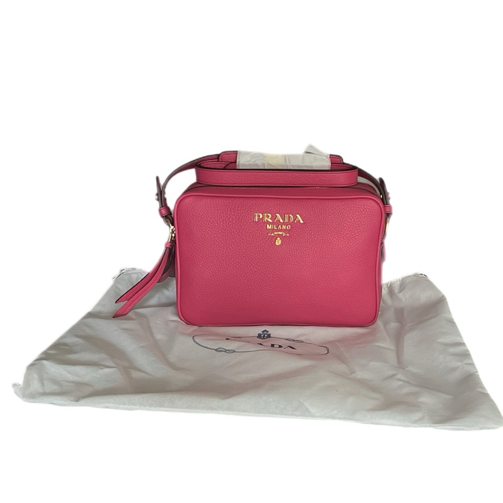Authentic Prada Peonia Pink Vitello Phenix Leather Double Zip Crossbody … - Picture 4 of 16
